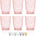 Yungala Purple Small Drinking Glasses Set of 6 Vintage Hobnail Design 8 oz