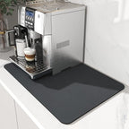 AMOAMI Dish Drying Mat for Kitchen Counter-Coffee Mat Bar Accessories, Hide Stain, Rubber Backed, Absorbent, Fit Under Coffee Maker, Espresso Machine, Pot, Dish Rack, 12"x19", Dark Grey
