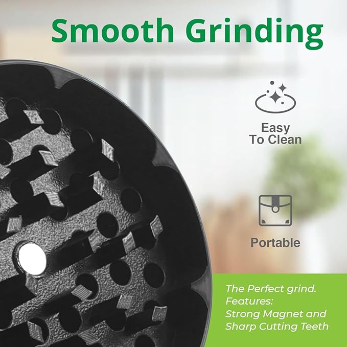 2.5" Manual 3-Piece Zinc Grinder with Large Bottom Chamber (Black)
