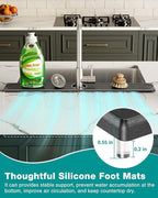 Stone Faucet Mat for Kitchen Sink, Diatomite Sink Protectors - Prevent Moisture Drying Stone Tray Fit Kitchen Counter & Bathroom Counter (Dark Gray, 15.8" x 4")