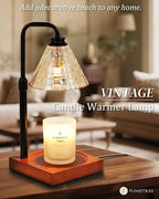 Vintage Candle Warmer Lamp with Timer Dimmer, Adjustable Height, House Warming Christmas Birthday Gifts for Women Mom, White Candle Lamp Warmer, Wax Warmer Lamp for Jar Candles with 2 Bulbs