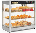 ROVSUN 3-Tier Commercial Food Warmer, 27" Pizza Warmer Food Warmer Display with LED Adjustable Lighting Glass Door Removable Shelves, Countertop Electric Food Warmer for Buffet Restaurant 110V 800W