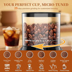 Wancle Conical Burr Electric Coffee Grinder with Touchscreen Coffee Bean Grinder - Precision Timer, 25 Grind Settings, Anti-Static, Stainless Steel, Easy to Clean