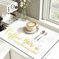 Findosom Dish Drying Mat, 12"x 20" Super Absorbent & Hide Stain Coffee Mat, Cuttable Drying Mat for Kitchen Counter, Coffee Bar Accessories, Under Dish Rack, Coffee Maker, Espresso Machine, White