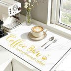 Findosom Dish Drying Mat, 12"x 20" Super Absorbent & Hide Stain Coffee Mat, Cuttable Drying Mat for Kitchen Counter, Coffee Bar Accessories, Under Dish Rack, Coffee Maker, Espresso Machine, White