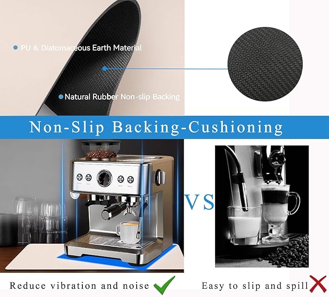 Coffee Mat for Countertops ,Coffee Bar Accessories Fit Under Coffee Maker Espresso Machine, Absorbent Hide Stain Rubber Mat for Countertop ,Dish Drying Mat for Kitchen Counter(Beige,17"x31.5")
