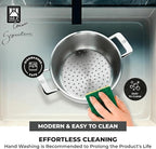 BRA COOKWARE Signature Stainless Steel Steamer | 9.5 inches - 4 quarts Professional Grade Steam Set | Compatible with Signature Stock Pot w/Glass Lid | PFOA Free | Polished Finish
