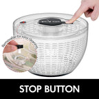 Smile mom Salad Spinner Large Lettuce Spinner Kitchen Gadgets, Large Salad Spinner Vegetable Washer, High Efficiency for Kitchen Washing & Drying Leafy Vegetables, One-Handed Easy Press 6.3 Qt White