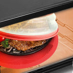 2 in 1, Aidacom Microwave Mat & Food Cover- Mat as Bowl Holder, Cover for Splatter Guard, Multi-use: Silicone Trivet, Pot Holders, Drying, Baking, Place Mat, Utensils Rest for Kitchen Counter, Red