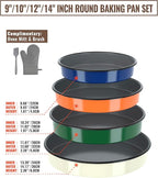 Enamel Round Roasting Pans Set Baking Dish 4-Pack 9/10/12/14 Inch NonStick High Temperature Resistance Cookware for Cake Bread Pizza, Oven Dishwasher Safe Wife Mother Day Gift Bakeware