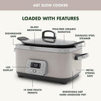 GreenPan Elite 14-in-1 Programmable 6QT Electric Slow Cooker, Dishwasher Safe Lid & Removable Crock, PFAS-Free Healthy Ceramic Nonstick Multi-Cooker, Sear, Sauté, Brown, Steam Basket, Roast, Clay