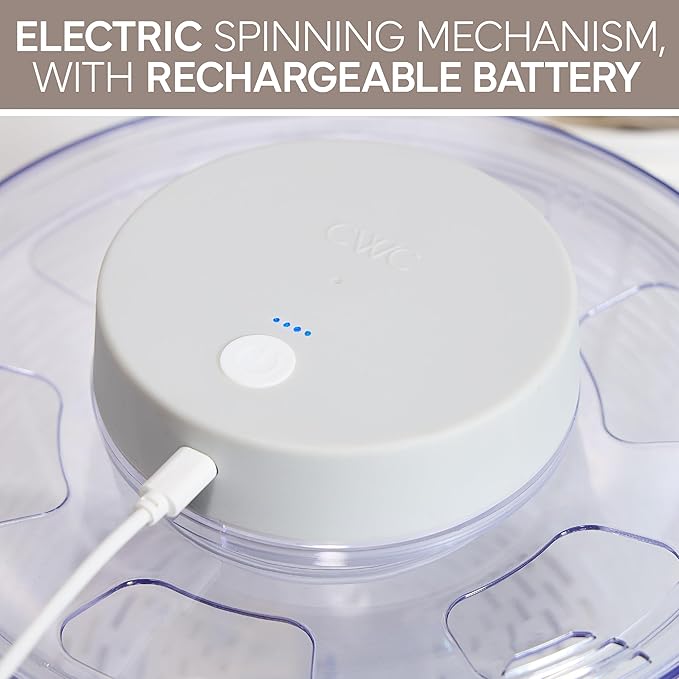 COOK WITH COLOR Electric Salad Spinner, Round 4.5L Capacity – Fast Drying & Easy Spin for Fresh Greens, Goat/Mink
