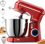 Honinst Stand Mixer, 6.5QT 10-Speed Tilt-Head Electric Stand Mixer, 3-In-1 Kitchen Mixer with Bowl, Dough Hook, Whisk and Beater, Food Mixer for Baking, Cake and Most Home Cooks, Red
