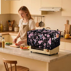 Hummingbird Cherry Blossom Print Toaster Oven Cover, Heat-Resistant Toaster Cover Dust-Proof Microwave Oven Protector, Protections for Kitchen, Black, (Large-18.5*22.5*12.99 inches)