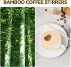 500 Count Bamboo Coffee Stirrer - Disposable 5.5 inches Long Wooden Stir Sticks for Coffee and Cocktails - Smooth, Splinter-Free Beverage Mixers - Ideal for Cafe, Bars and Drink Stations