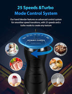 1000W Immersion Blender Handheld – 25-Speed, Stainless Steel, Hand Blender, Corded Hand Mixer with Heavy-Duty Copper Brushless Motor (Silver)