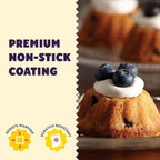 Wilton Gold Non-Stick Bakeware Mini Fluted Pan - Baking Pan for Mini Bundt Cakes, Donuts & More - Made Without PFAS & Scratch Resistant - Offers Even Heat Distribution - 16.5 x 11 Inch, 12-Cavity