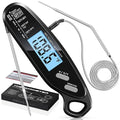 Instant Read Meat Thermometer Digital with Dual Probe, Food Thermometer for Cooking & Grilling, Large Backlit & Calibration, Grill Thermometer for Outside/Kitchen/Oven//Smoker/BBQ/Baking, Black