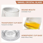Rotatable Old Fashioned Glass Cup, 10oz/275ml Crystal Whiskey Glass, Wood Coaster, Thickening, Used as Rum Glass, Cocktail Cup, Coffee, Milk to Relax and Reduce Stress, Ideal Gift, Christmas gifts