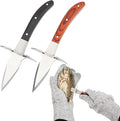 Oyster Shucking Knife Set of 2 with Cut Resistant Glove, Stainless Steel Oyster Opener Tool, Wood Handle Shellfish Shucker for Oysters Clams Scallops Mussels Seafood Tools