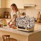 Coffee Chocolate Cake Print Toaster Oven Cover with Top Handle, Heavy Duty Dust-proof Microwave Oven Cover Compatible with Most Toasters Ovens (Small-14.5 * 18.46 * 9 inches)