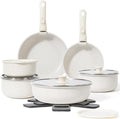 SODAY 18 Pcs Pots and Pans Set Non Stick, Cookware Sets with Detachable Handle, Nonstick RV Kitchen Cooking Tools Removable Handles, Oven Safe, Induction Fast, Stackable Induction Cookware, White