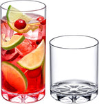 Amazing Abby - Liberty - 12-Ounce and 16-Ounce Plastic Tumblers (Set of 16), Plastic Drinking Glasses, All-Clear Reusable Plastic Cups, BPA-Free, Shatter-Proof, Dishwasher-Safe