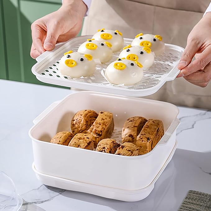 Microwave Steamer with Lid and Tray, Vegetables Steamer for Microwave Bowl, Microwavable Cookware Supplies (1 - Layer)