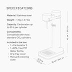 Aarke Carbonator lll with CO2 Cylinder, Sparkling & Carbonation Water Machine, Stainless Steel with PET BPA-Free Reusable Bottle Volume 1L/34 fl oz (Sand)