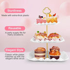 5 Pcs Dessert Display Stands, 2pcs Dessert Stands 3 Pcs Tray, Pink Dessert Display Stands, Treat Table Displays Set for Wedding Baby Shower Tea Party, Ease of Cleaning and Assembly