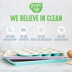 GreenLife Bakeware 18” x 13” Half Cookie Sheet Baking Pan, Non-Toxic PFAS-Free Healthy Ceramic Nonstick, Oven Safe to 450°F, Easy Release, Even Heating, Easy Clean, Blue Haze