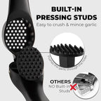 Zulay Kitchen Large Premium Garlic Press Set – Rust Proof & Dishwasher Safe, Bigger Bowl Garlic Mincer Tool with Silicone Garlic Peeler & Brush, Easy Squeeze & Clean, Ergonomic Handle - Black