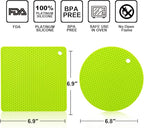 Walfos Silicone Trivet Mats - 4 Heat Resistant Pot Holders, Multipurpose Non-Slip Hot Pads for Kitchen Potholders, Hot Dishers, Jar Opener, Spoon Holder, Food Grade Silicone & BPA Free (Green)