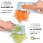 NACOLUS 5 in 1 Mandoline Slicer for Kitchen, Vegetable Slicer Multi Blade Potato Chip, Veggie shredder, Vegetable Cutter, Julienne Shredder and peeler For Small Job In Kitchen Blue
