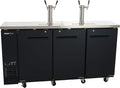 PEAKCOLD 3 Door, 4 Tap Commercial Beer Dispenser - Double Tower Keg Cooler - Kegerator; 72" W