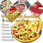 9 Inch Tart Pan with Removable Bottom, Quiche Pan Carbon Steel Heavy Duty Nonstick Pie Pan- Fluted Edges Loose Bottom, Extra Hgh 1.2-Inch Depth for Baking Fruit Tarts, Pies