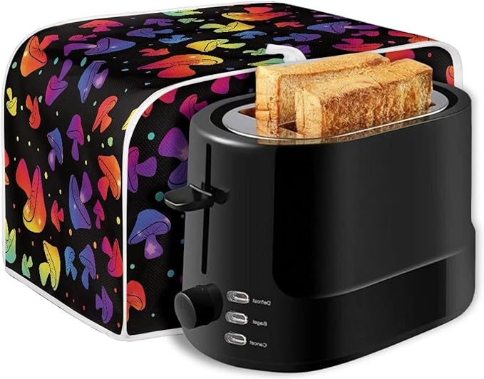 JEOCODY Colorful Mushroom Toaster Fabric Quilted 2 Slice Toaster Appliance Dust-proof Cover for Kitchen Small Appliance Dust Cover and Fingerprint Protection