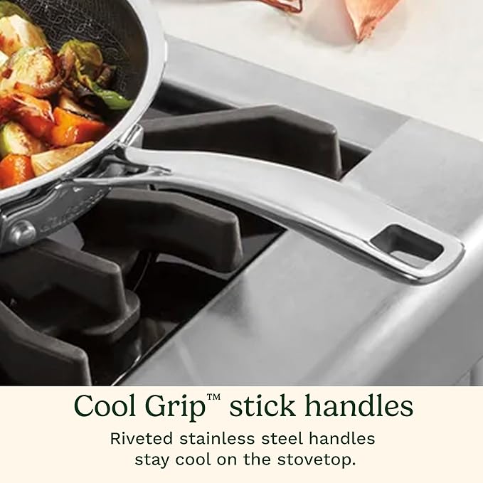 Cuisinart FusionPlus Hybrid Nonstick Stainless Steel Cookware, 5-Quart Sauté Pan with Cover and Helper, PFAS-Free PURELYSEAR Ceramic Technology, Scratch Proof, Cool Grip Handles, Dishwasher Safe