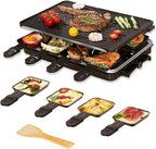 VNIMTI Raclette Table Grill, Electric Indoor Korean Barbecue Grill, Portable BBQ Tabletop Griddle, 2 in 1 Reversible Non-stick Plate, 1300W Fast Heating Crepe Maker with 8 Square Raclette Cheese Pans