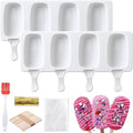 Juome Cake Pop Mold Kit, 8 Cavities Small Cakesicle Molds Silicone with 100 Wooden Sticks & 100 Packaging Bags with Ties, Cake Pop Maker Supplies Accessories, Baking Tools for Home Baking Desserts