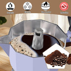 Aluminum 6 Cup 300ml Moka Pot Express Coffee Maker Stovetop Espresso Colorful Coffeemaker Italian Classic Style Brewing Greca Cafe Mocha Machine for Cafeteras Lover Camping Travel and Home Use 10oz