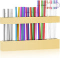 9.5” Large Acrylic Straw Holder for Cabinet Door, Reusable Adjustable Two-Part Straws Organizer with Ultra Sticky Adhesive Strips, 2026 Straw Storage for Kitchen Cupboard (Milky Yellow)