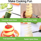 2pcs Spiral Cutter Knives, Stainless Steel Plastic Vegetable Spiralizer Slicer Cutter Manual Spiral Screw Slicer Practical Kitchen Accessories for Potatoes Cucumbers Carrots Fruits