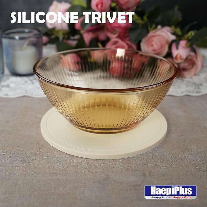 4 Pieces Silicone Trivet Mats, Pot Holders, Kitchen Tools, Heat Resistant Non-Slip Pads for Dishes, Bowls, Jar Opener, Easy to Wash and Dry Pan Cushions (Beige)