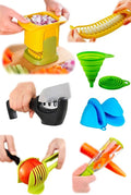 Kitchen Food Prep Gadgets Peeler Slicer Knife Sharpener Multifunctional Vegetable Chopper Silicone Mitts Funnel Banana Cutter 7 Piece Food Prep Bundle Fun Easy Gadgets