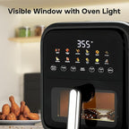 Simple Deluxe 12-in-1 Air Fryer 7.5 Qt, Digital Preset & DIY Function Airfryer with Visible Window, Nonstick and Dishwasher-Safe Basket, Chicken, Fries, Fish, Tart, Cake, DIY, Black
