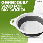 Gevoli Collapsible Colander Strainer, Includes Over-sink Countertop Draining Base (5QT) Large Kitchen Drainer for Vegetables Fruit and Pasta, Round Foldable Draining Basket, Easy Storage (White)
