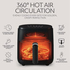 WILLOW Eco Series 6 in 1 Air Fryer with Glass Basket, 5 Quart Non Toxic Glass Air Fryer w Digital Display, 430°F Max Temp, Preheat & Keep Warm Function, Compact + Dishwasher Safe Airfryer -BLACK