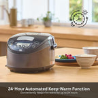 Tiger JPW-H10U Induction Heating Rice Cooker and Warmer with 14 Menu Presets and LCD Display (5.5-Cup, Mauve Black)