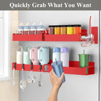 HuggieGems Magnetic Water Bottle Holder for Refrigerator, Cup Holder Organizer for Stanley and Tumbler for Kitchen, 4 Pack, Red